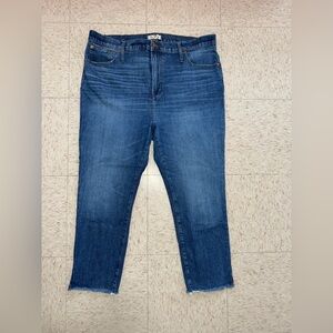 Madewell Blue Ankle Cropped Jeans with Raw Hem